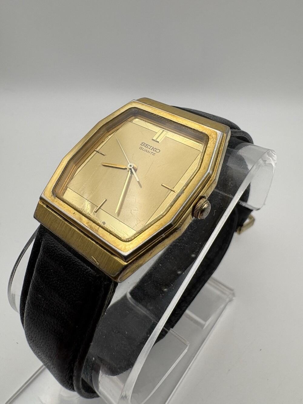 Vintage Seiko Quartz Watch 6531-5030 Gold Plated Octagon Tank RUNS New Battery